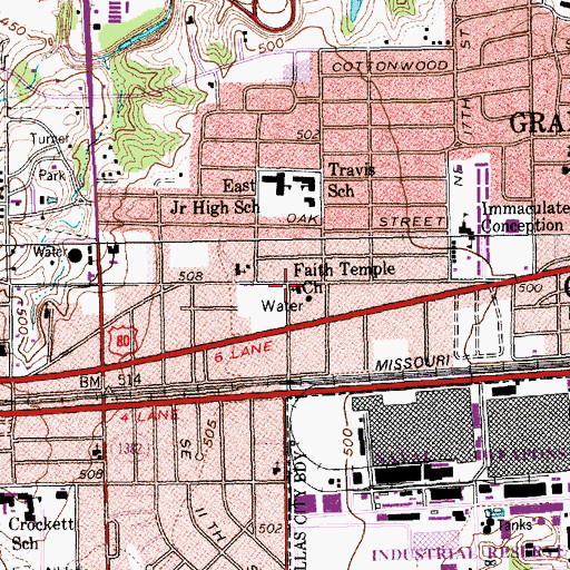 Topographic Map of Faith Temple Church, TX