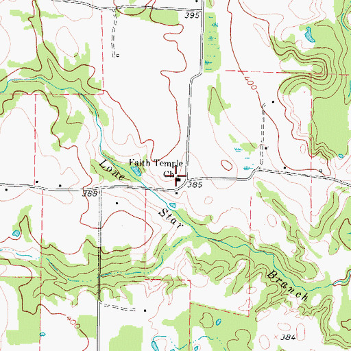 Topographic Map of Faith Temple Church, TX