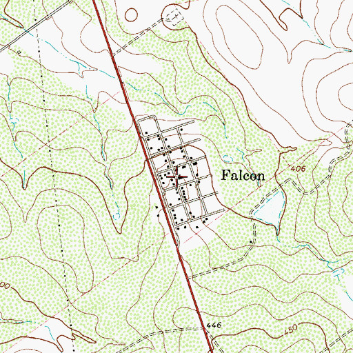 Topographic Map of Falcon, TX