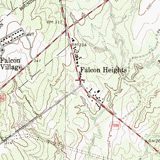 Topographic Map of Falcon Heights, TX