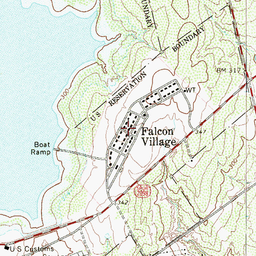 Topographic Map of Falcon Village, TX