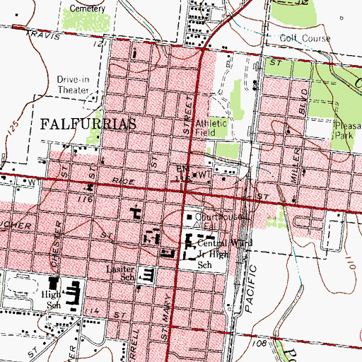 Topographic Map of Falfurrias, TX