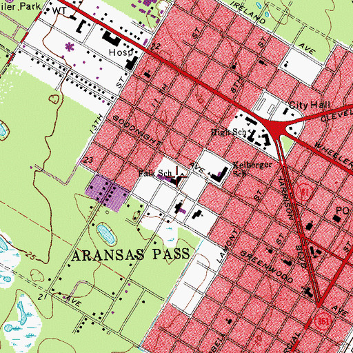 Topographic Map of Falk School, TX