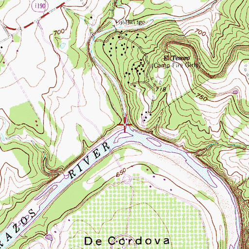 Topographic Map of Fall Creek, TX