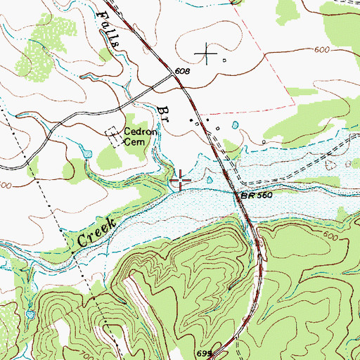 Topographic Map of Falls Branch, TX
