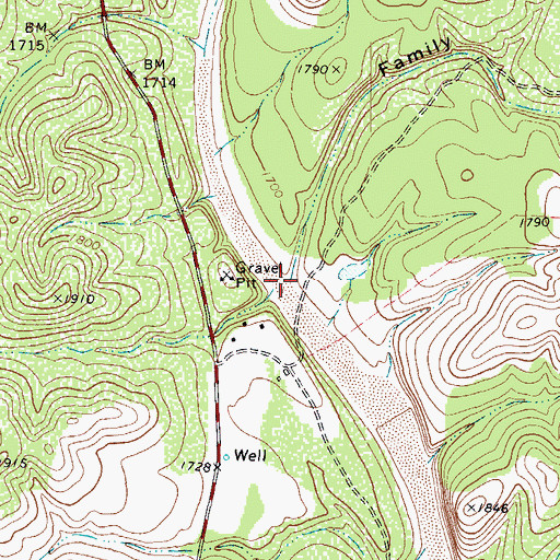 Topographic Map of Family Draw, TX