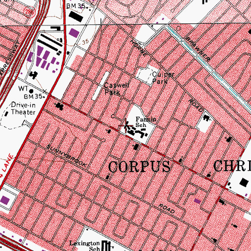 Topographic Map of Fannin School, TX