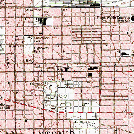 Topographic Map of Fannin School, TX
