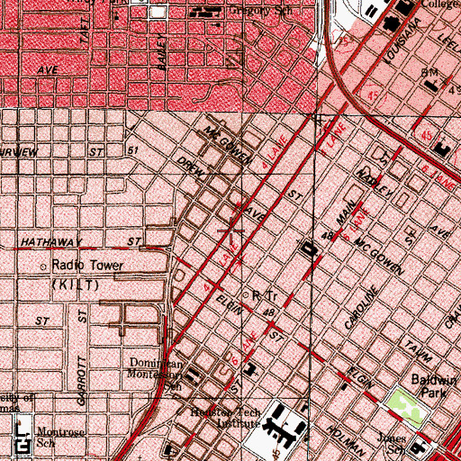 Topographic Map of Fannin School, TX