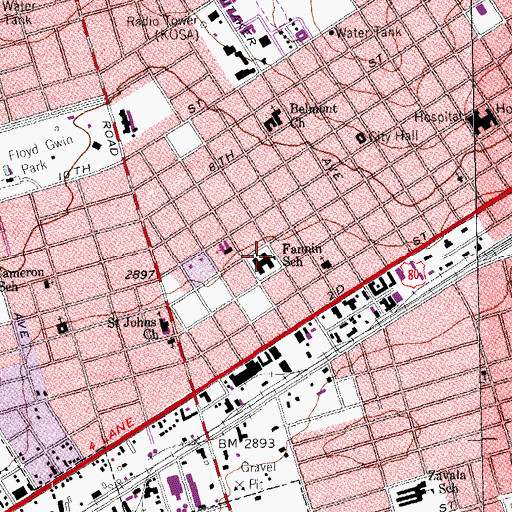 Topographic Map of Fannin School, TX