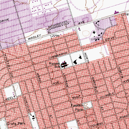 Topographic Map of Fannin School, TX
