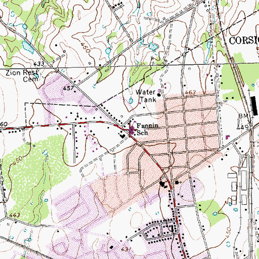 Topographic Map of Fannin School, TX