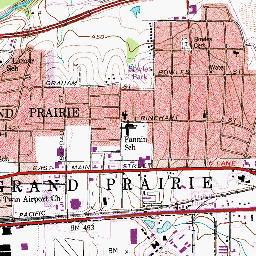 Topographic Map of Fannin School, TX