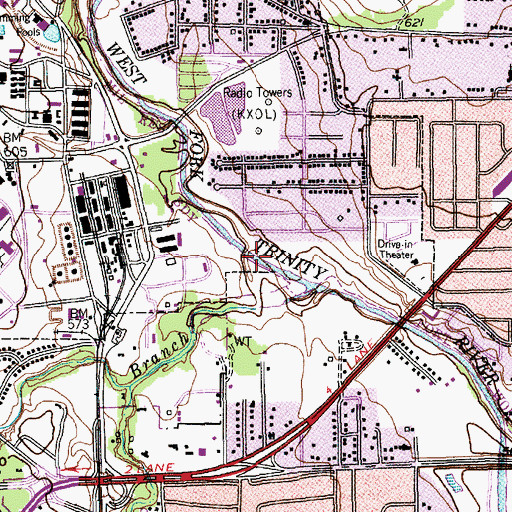 Topographic Map of Farmers Branch, TX
