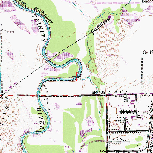 Topographic Map of Farmers Branch, TX