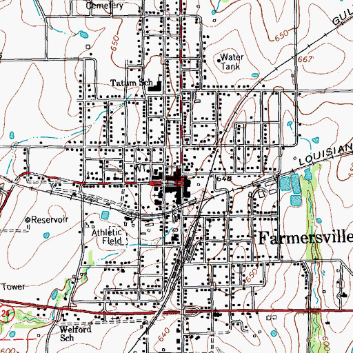 Topographic Map of Farmersville, TX