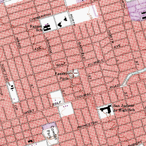 Topographic Map of Fasken Park, TX
