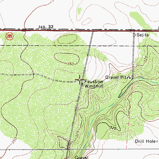Topographic Map of Faustino Windmill, TX