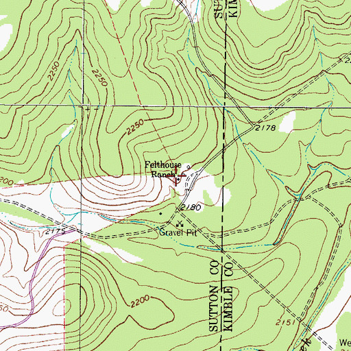 Topographic Map of Felthouse Ranch, TX
