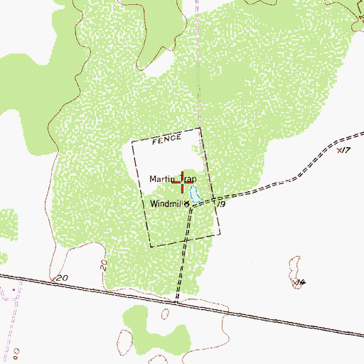 Topographic Map of Fence Martin Trap Windmill, TX