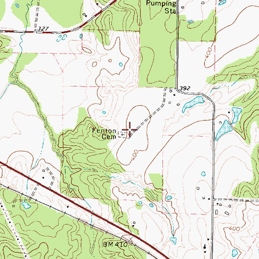 Topographic Map of Fenton Cemetery, TX
