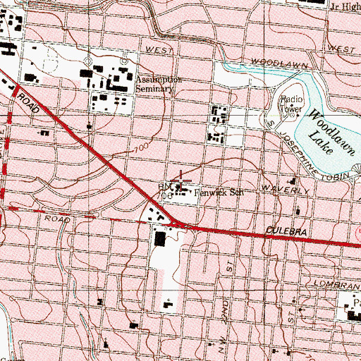 Topographic Map of Fenwick School, TX