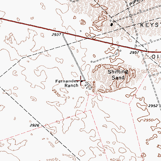 Topographic Map of Fernandes Ranch, TX