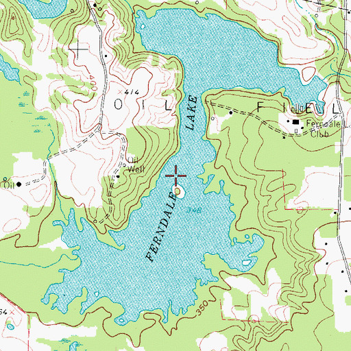 Topographic Map of Ferndale Lake, TX