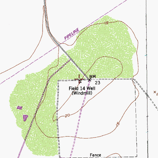 Topographic Map of Field Fourteen Well, TX