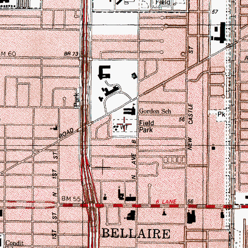 Topographic Map of Field Park, TX