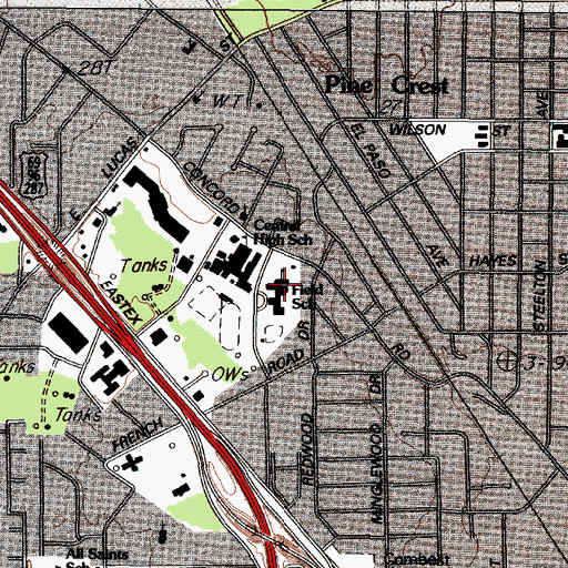 Topographic Map of Field School, TX