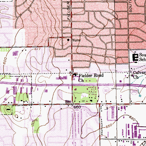 Topographic Map of Fielder Road Church, TX
