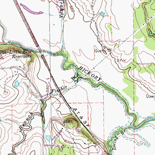 Topographic Map of Fincher Branch, TX