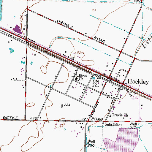 Topographic Map of First Church, TX