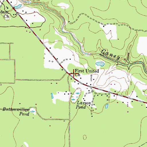 Topographic Map of First United Church, TX