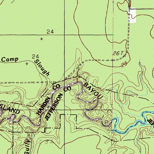 Topographic Map of Fish Camp Slough, TX