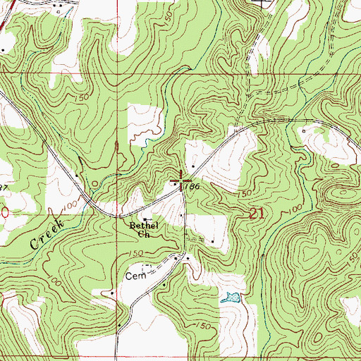 Topographic Map of Bethel, AL