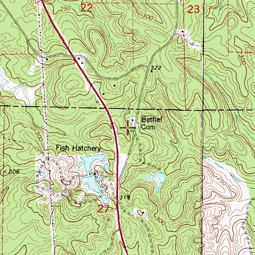 Topographic Map of Bethel Methodist Church (historical), AL