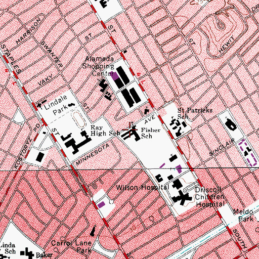 Topographic Map of Fisher School, TX