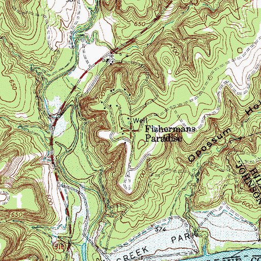 Topographic Map of Fishermans Paradise, TX
