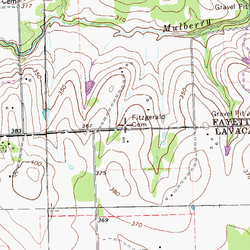 Topographic Map of Fitzgerald Cemetery, TX