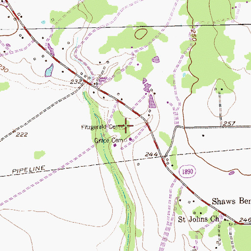 Topographic Map of Fitzgerald Cemetery, TX