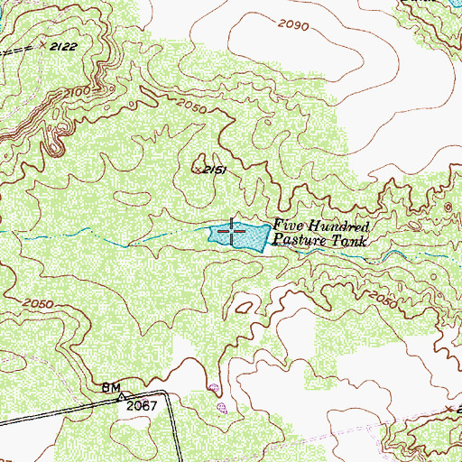 Topographic Map of Five Hundred Pasture Tank, TX