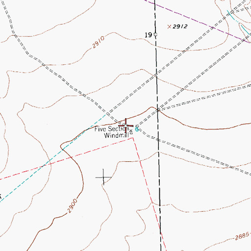 Topographic Map of Five Section Windmill, TX