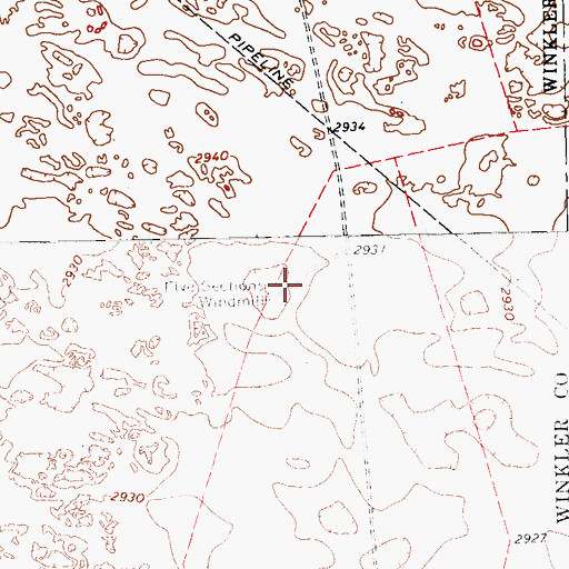 Topographic Map of Five Sections Windmill, TX