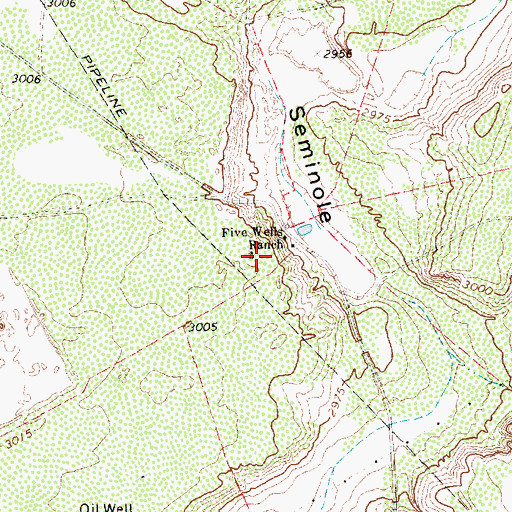 Topographic Map of Five Wells Ranch, TX
