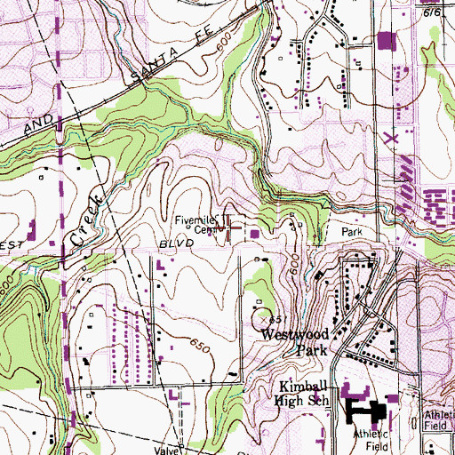 Topographic Map of Fivemile Cemetery, TX
