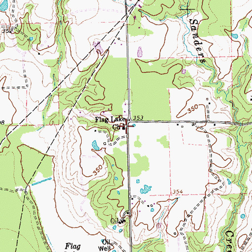 Topographic Map of Flag Lake Church, TX