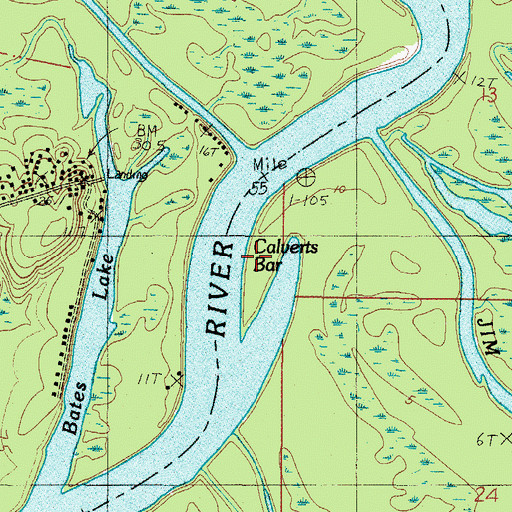 Topographic Map of Calverts Bar, AL