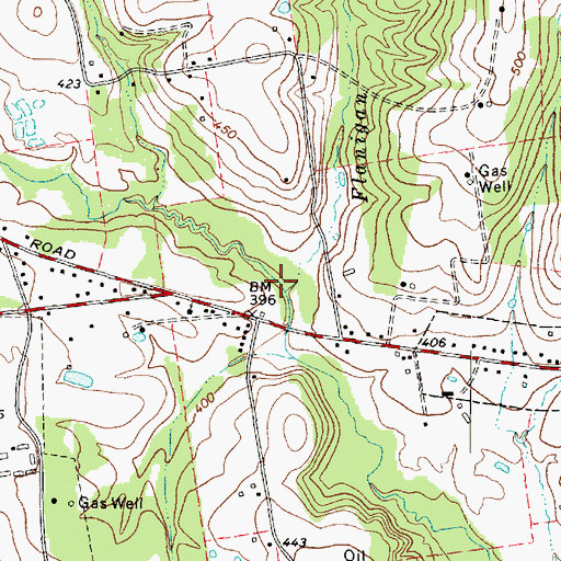 Topographic Map of Flanigan Branch, TX